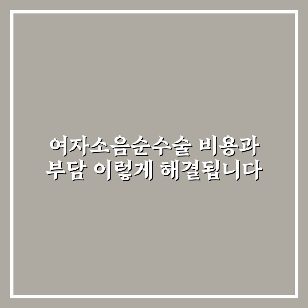 여자소음순수술 비용과 부담 이렇게 해결됩니다