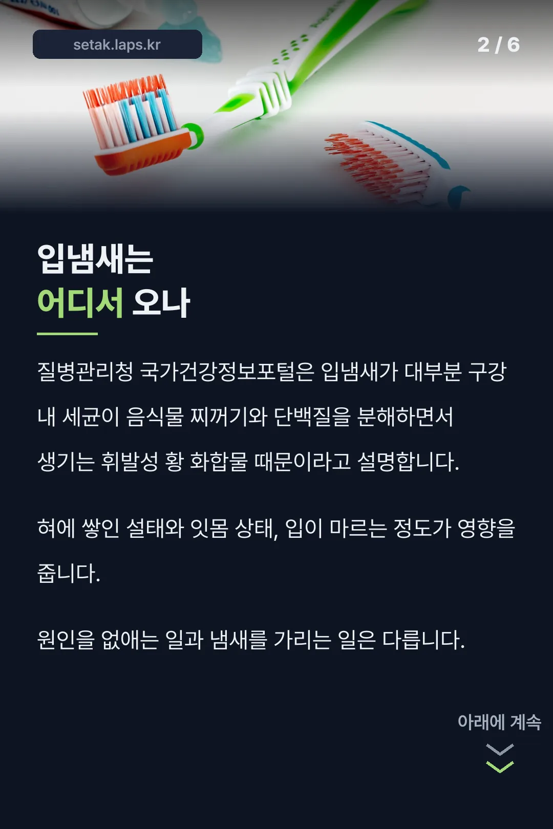 입냄새 원인 설명